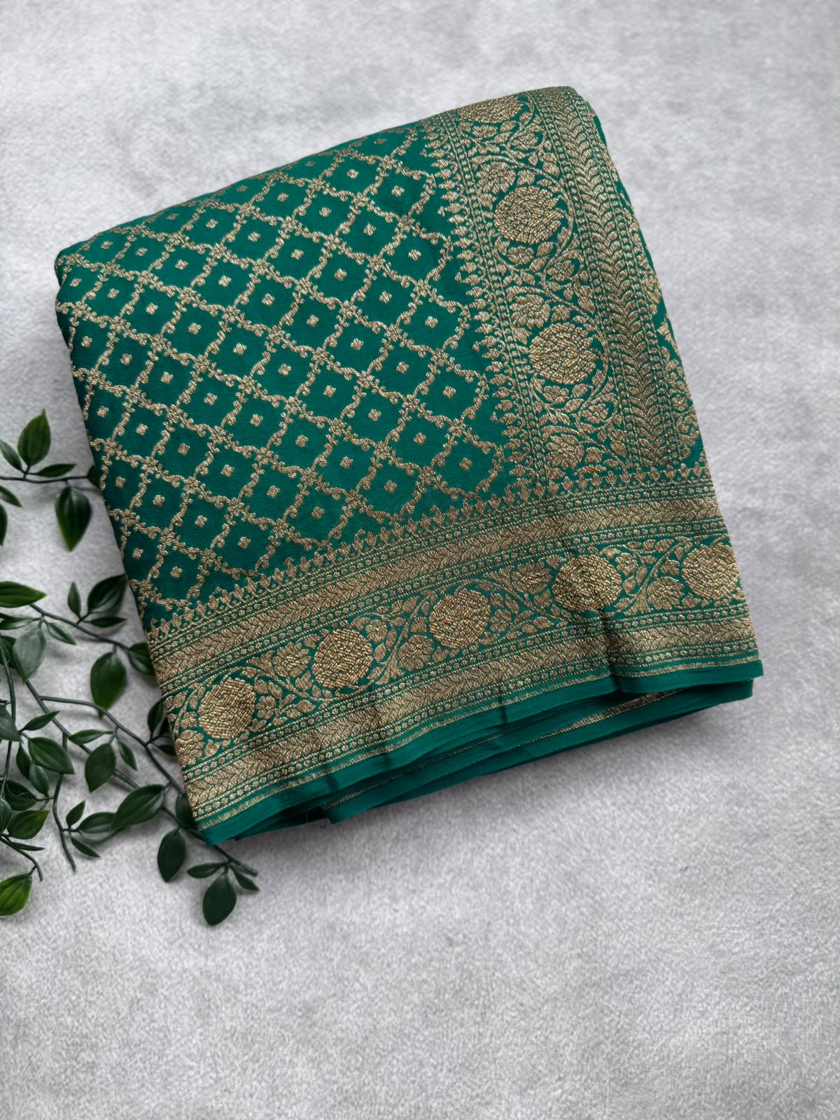 Green n Red Half n Half Benarasi Crepe Saree 107