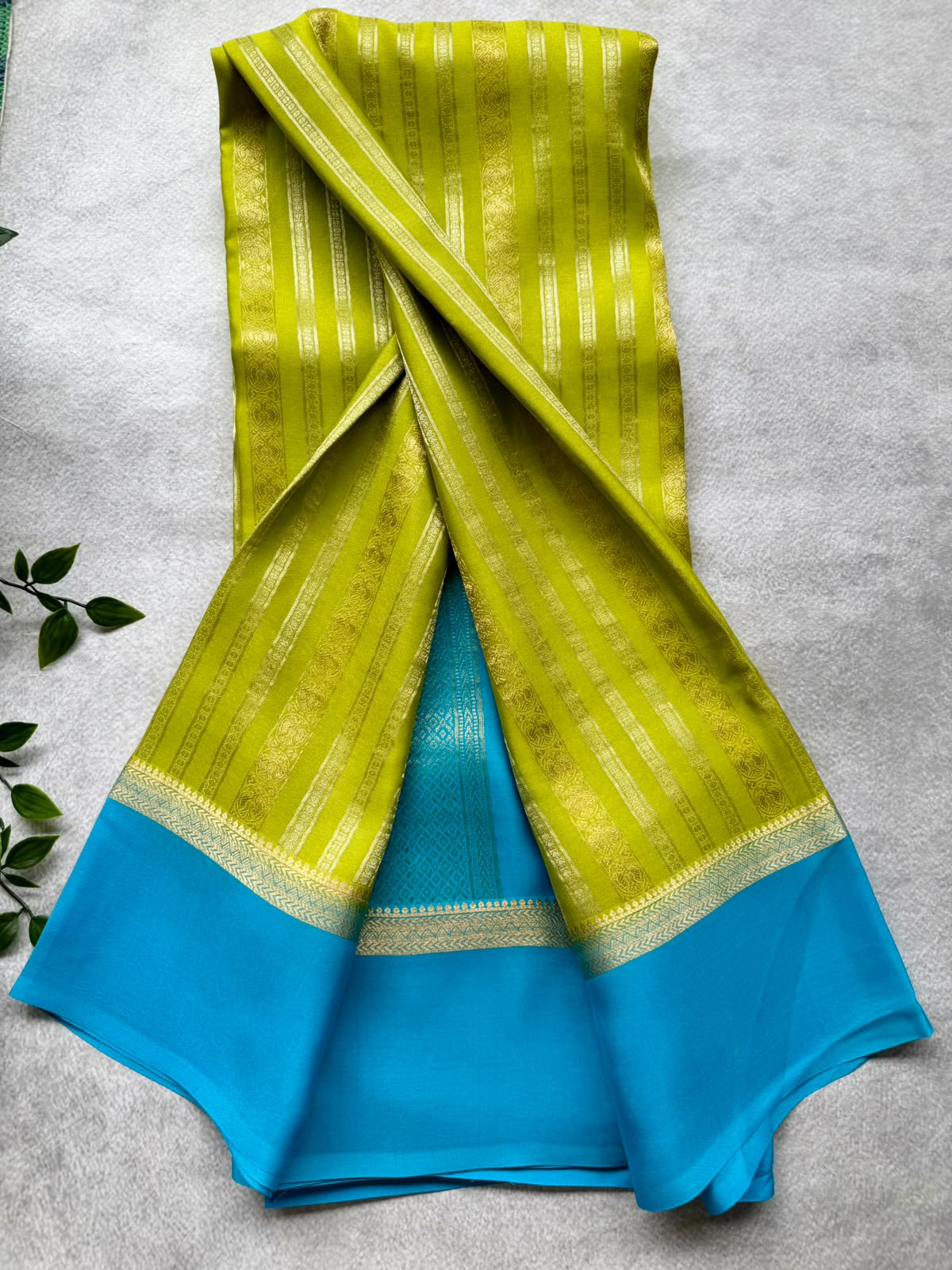 Mehandi Green Satin Border Pure Mysore Crepe Silk Saree 107