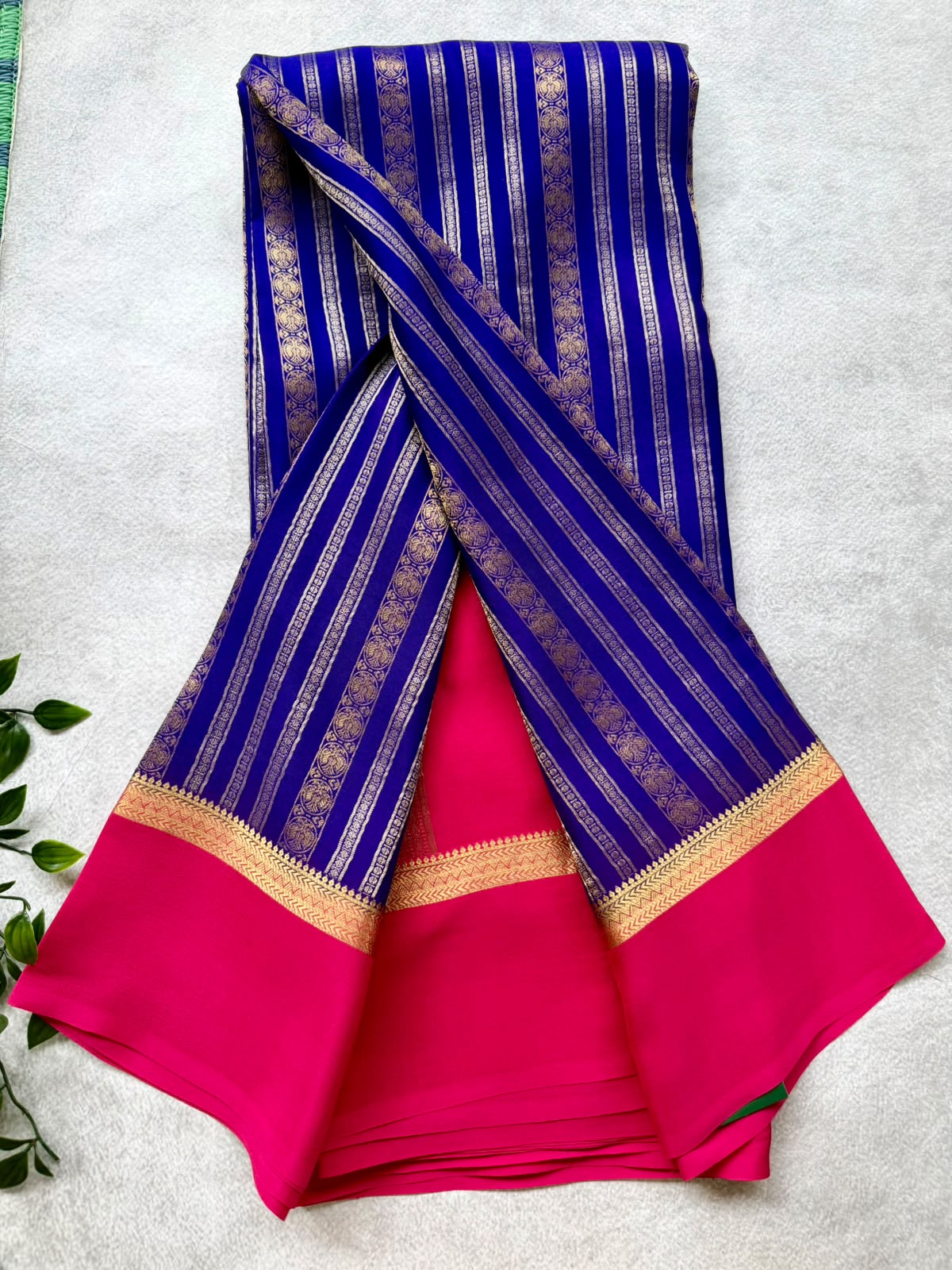 Royal Blue Satin Border Pure Mysore Crepe Silk Saree 107