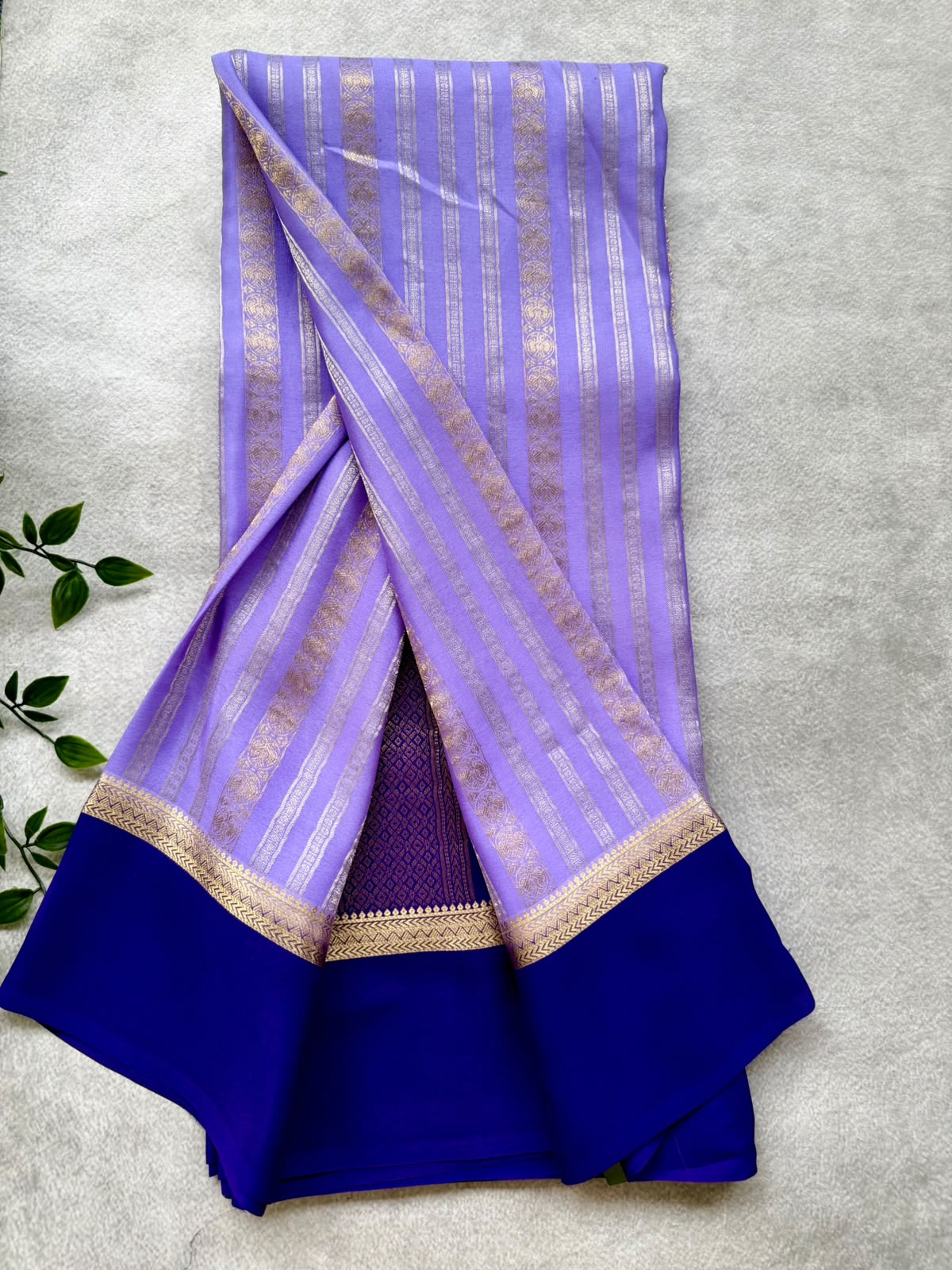 Lavender Satin Border Pure Mysore Crepe Silk Saree 107