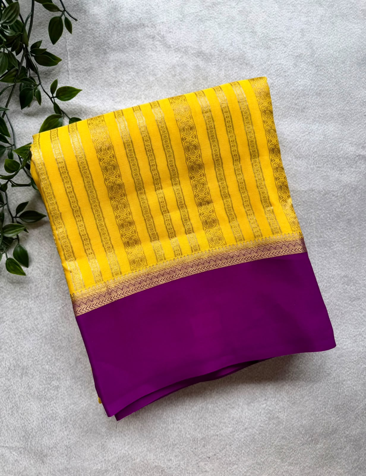 Yellow Satin Border Pure Mysore Crepe Silk Saree 107