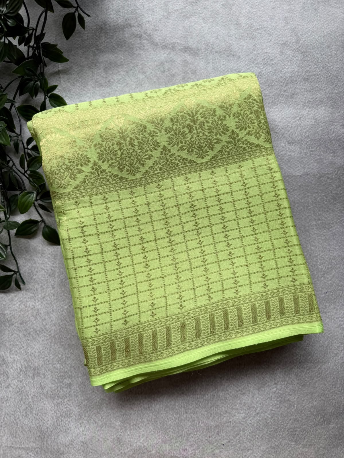 Pista Green Brocade Pure Mysore Crepe Silk Saree 107