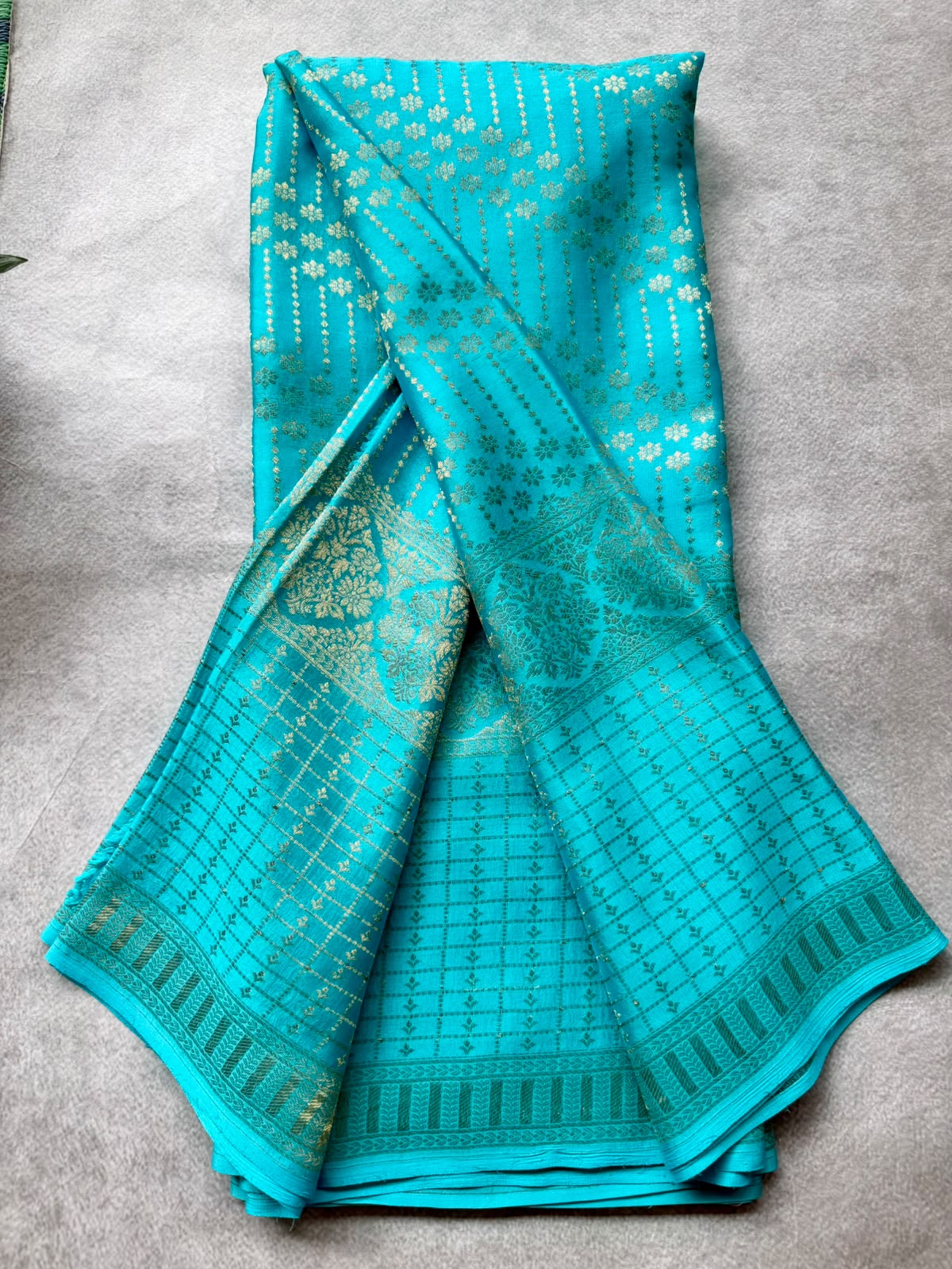 Sky Blue Brocade Pure Mysore Crepe Silk Saree 107