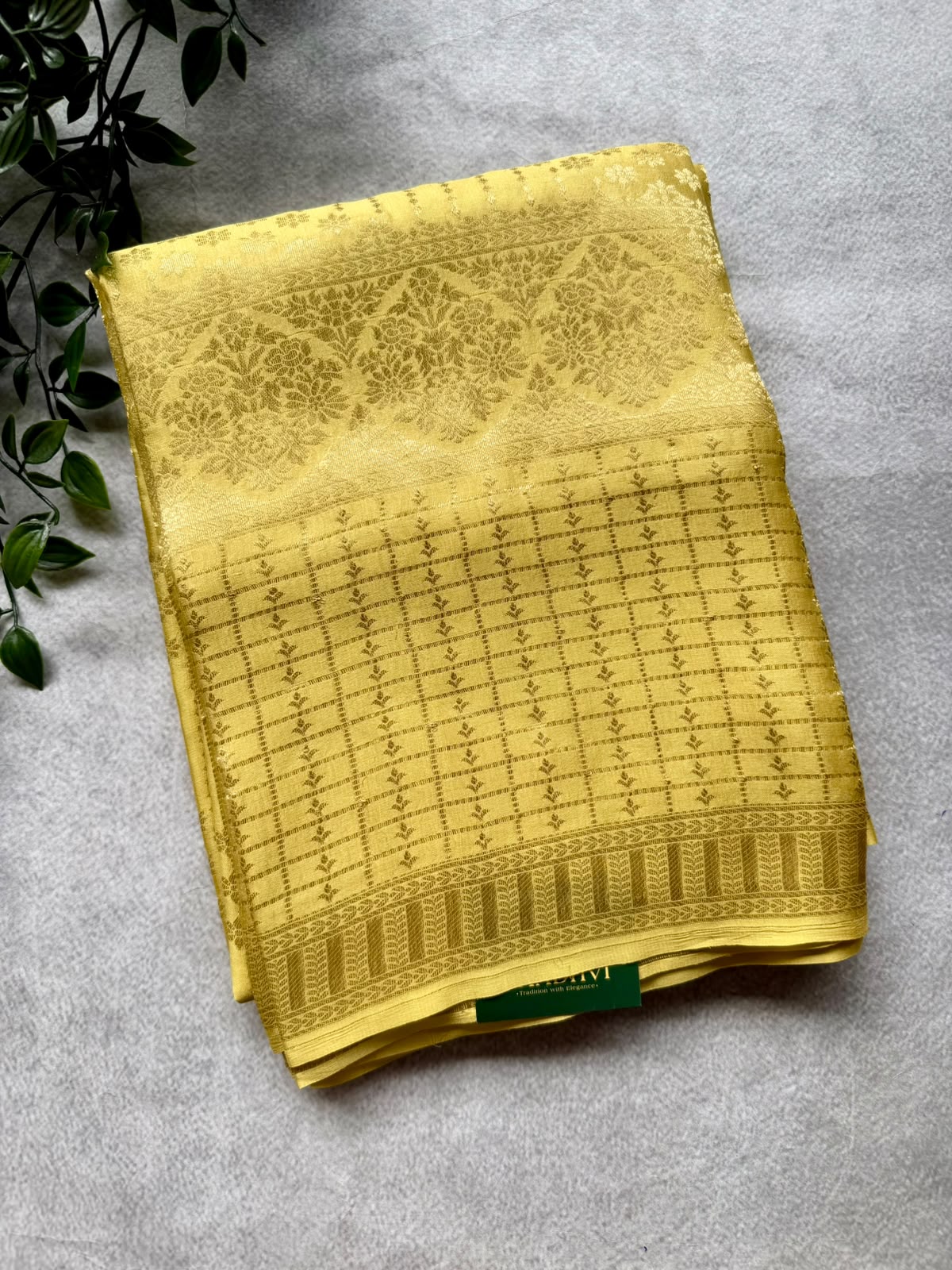 Gold Brocade Pure Mysore Crepe Silk Saree 107