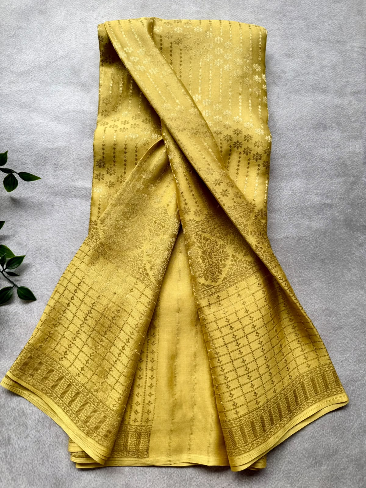 Gold Brocade Pure Mysore Crepe Silk Saree 107
