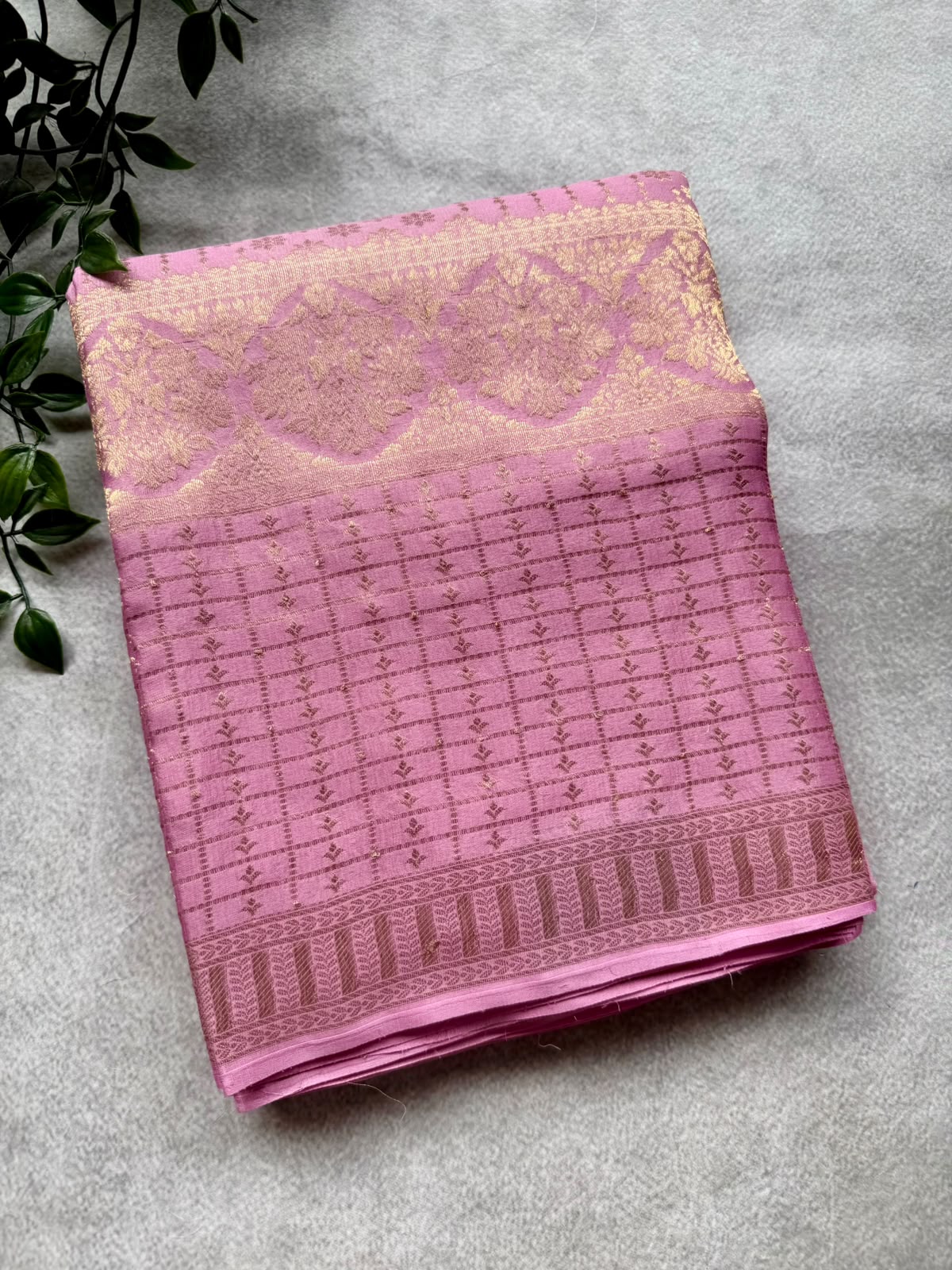 Mauve Brocade Pure Mysore Crepe Silk Saree 107