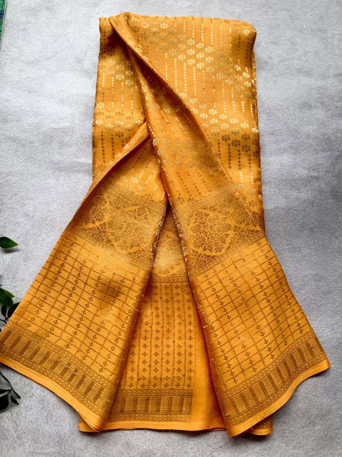 Orange Brocade Pure Mysore Crepe Silk Saree 107