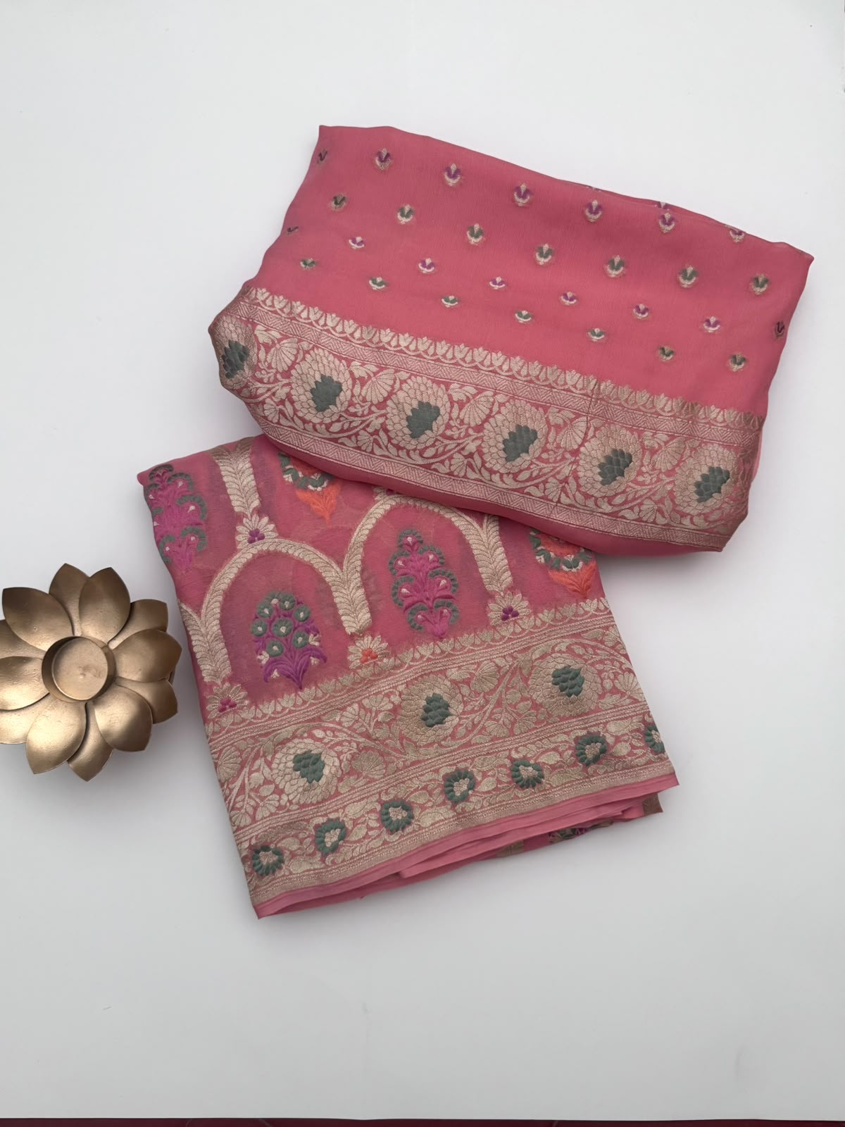Peach Pure Georgette Dress Material (Swara)
