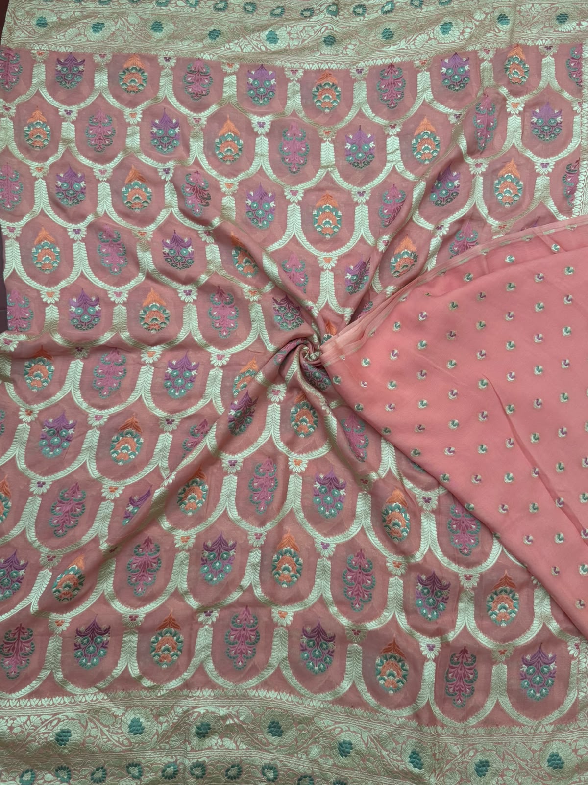 Peach Pure Georgette Dress Material (Swara)