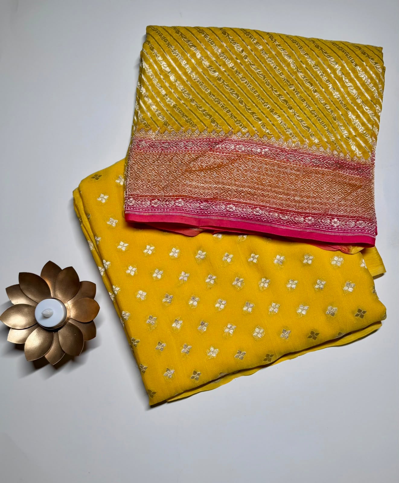 Yellow Pure Georgette Dress Material (Swara)