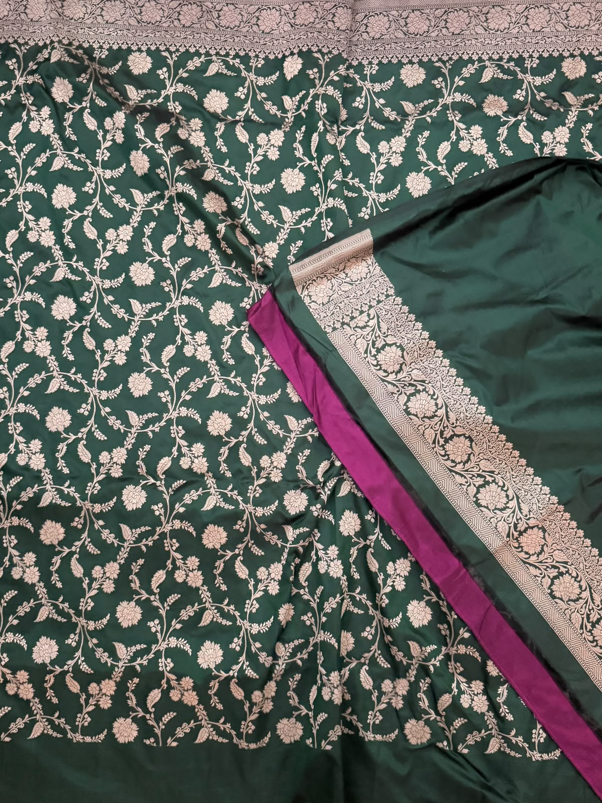Green Pure Kathan Banarasi Silk Saree (Swara)