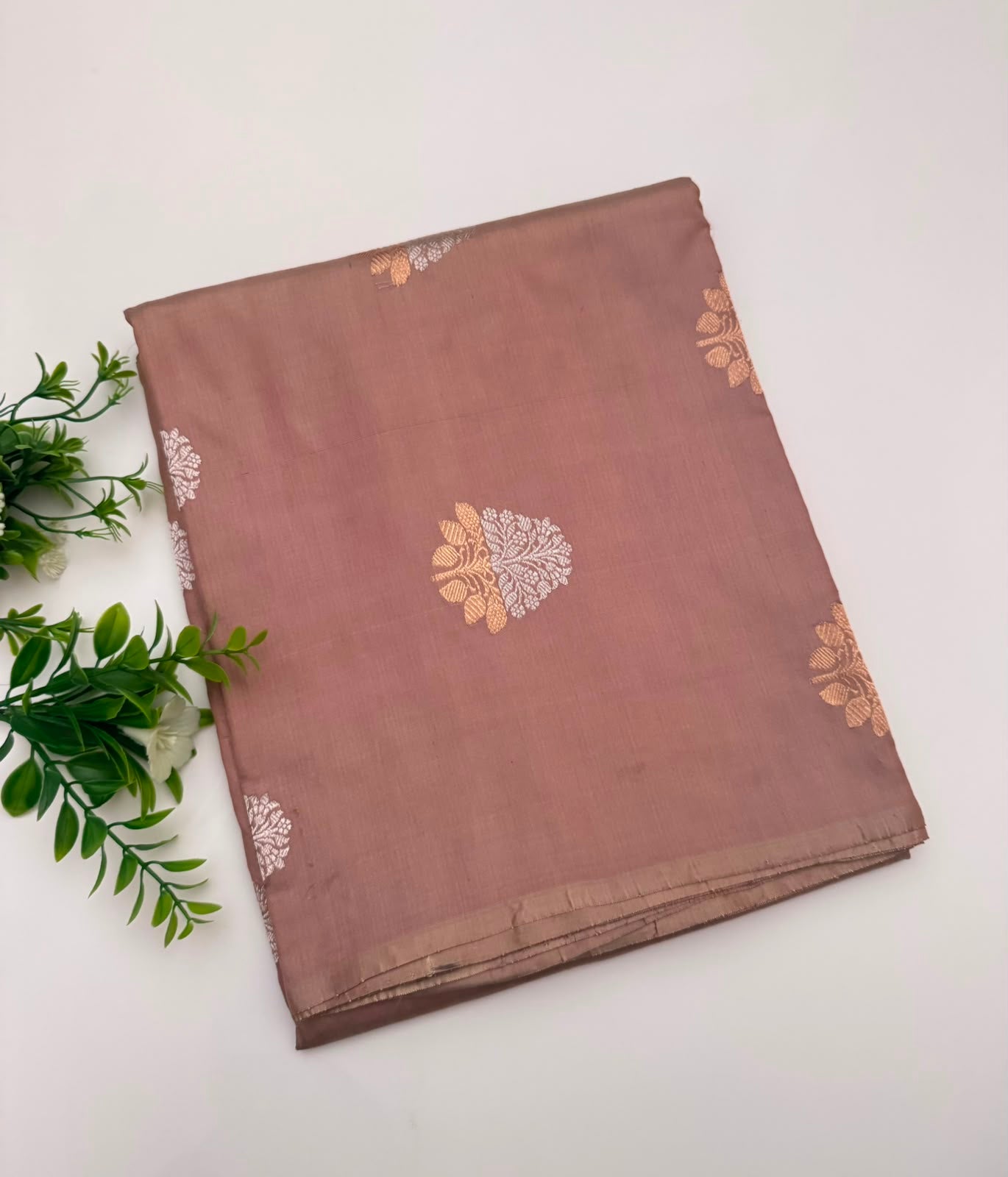 Brown Pure Kathan Banarasi Silk Dress Material (Swara)