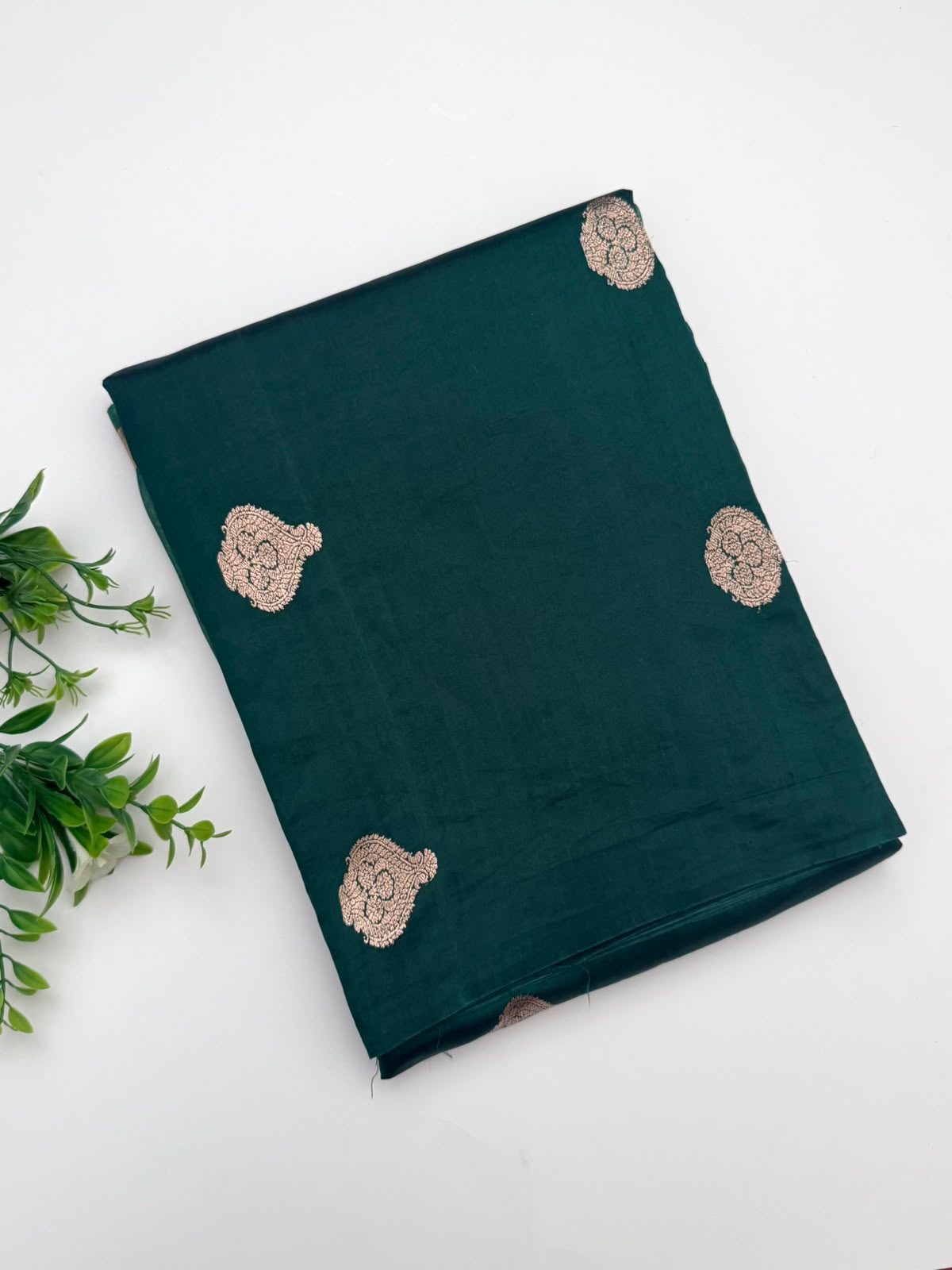 Bottle Green Pure Kathan Banarasi Silk Dress Material (Swara)