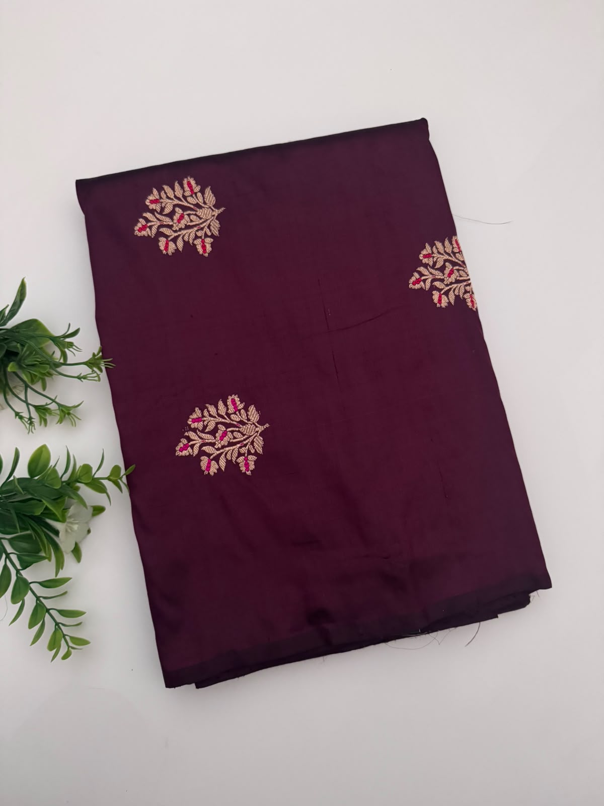 Maroon Pure Kathan Banarasi Silk Dress Material (Swara)