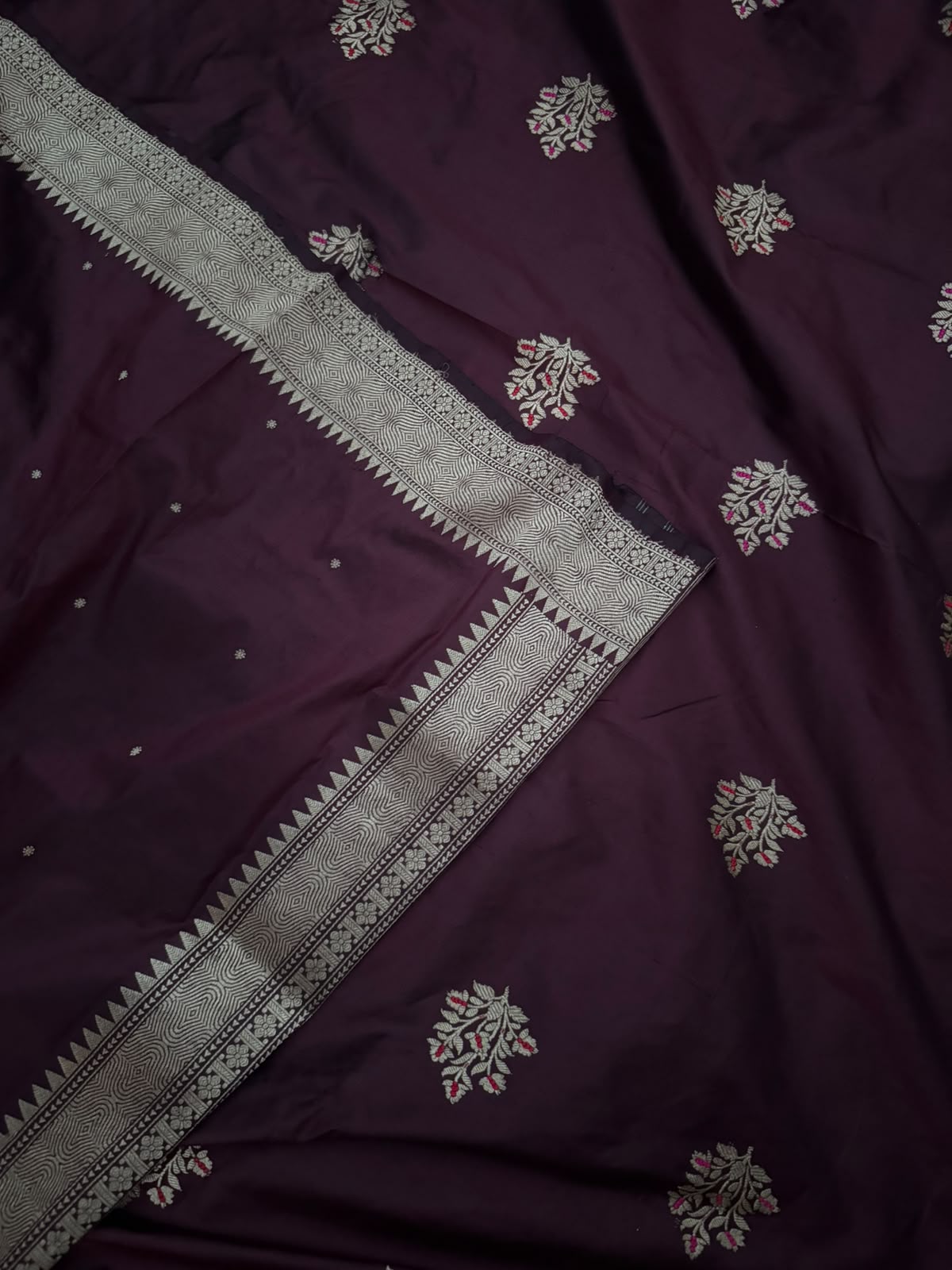 Maroon Pure Kathan Banarasi Silk Dress Material (Swara)