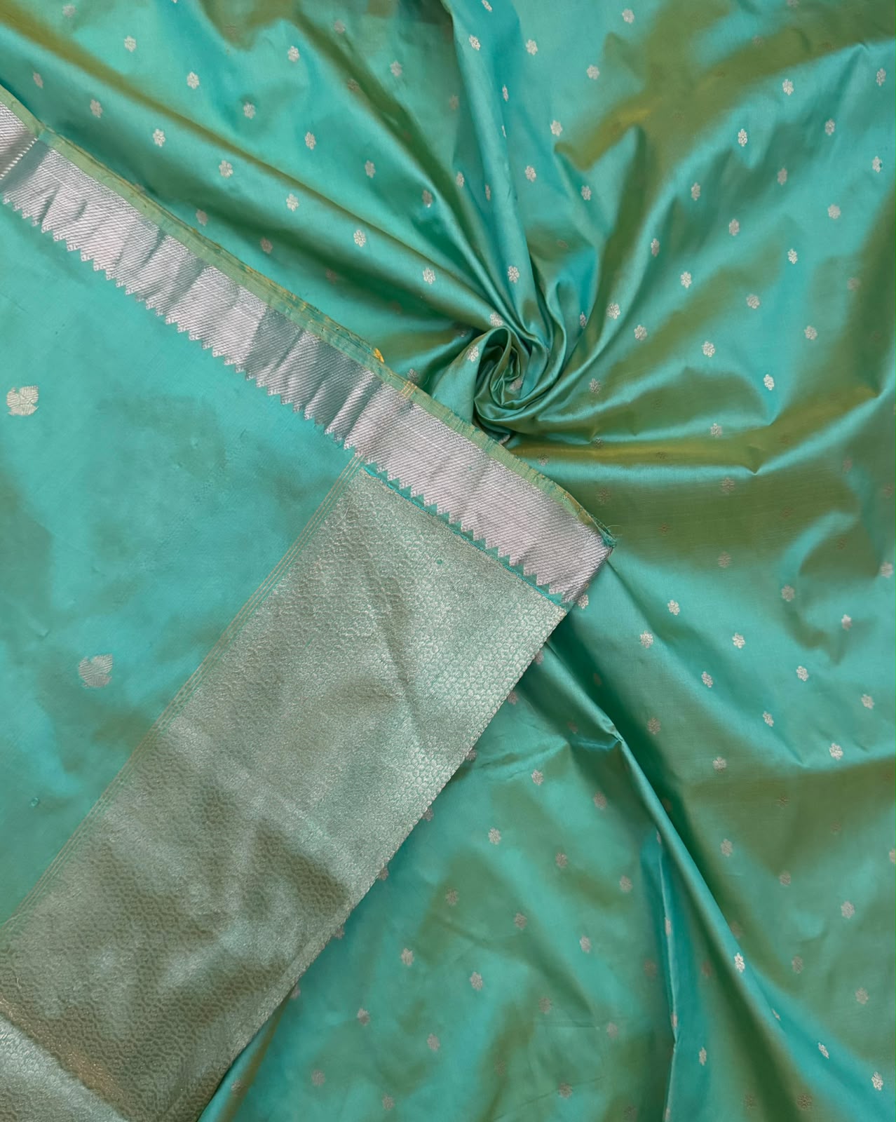 Green Pure Kathan Banarasi Silk Dress Material (Swara)