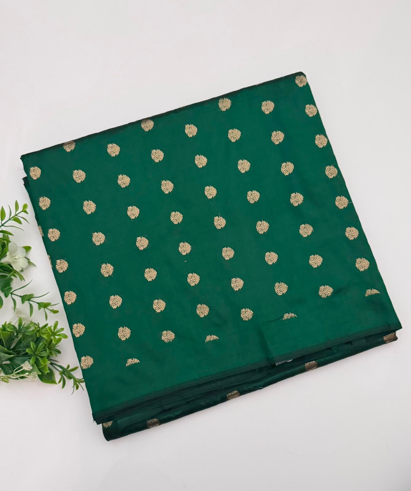 Bottle Green Pure Kathan Banarasi Silk Dress Material (Swara)