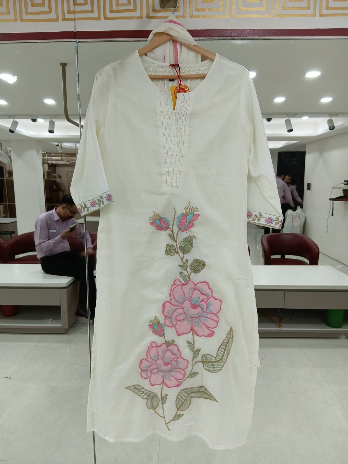 White Cotton Straight Fit  Kurtha 643
