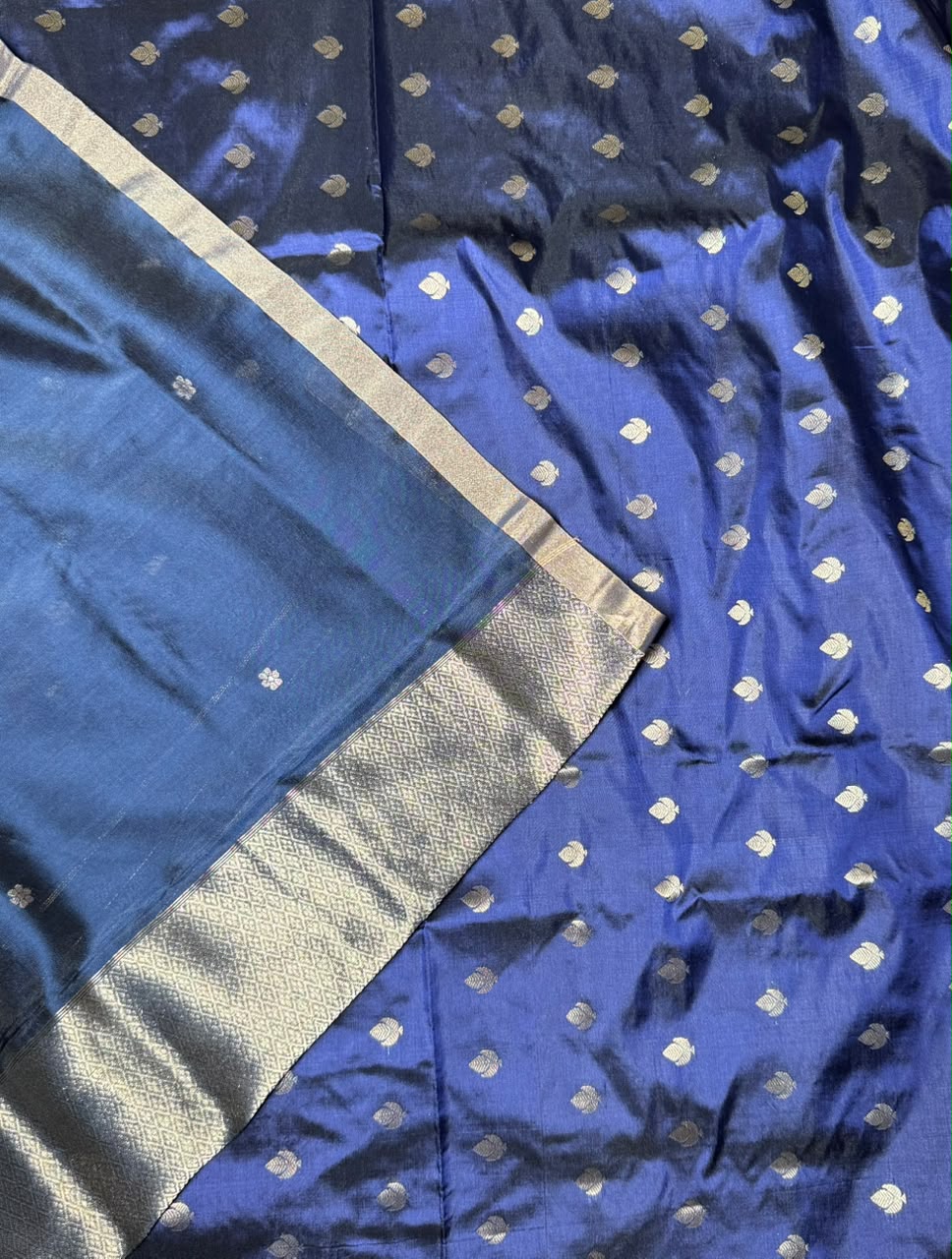 Royal Blue Pure Kathan Banarasi Silk Dress Material (Swara)