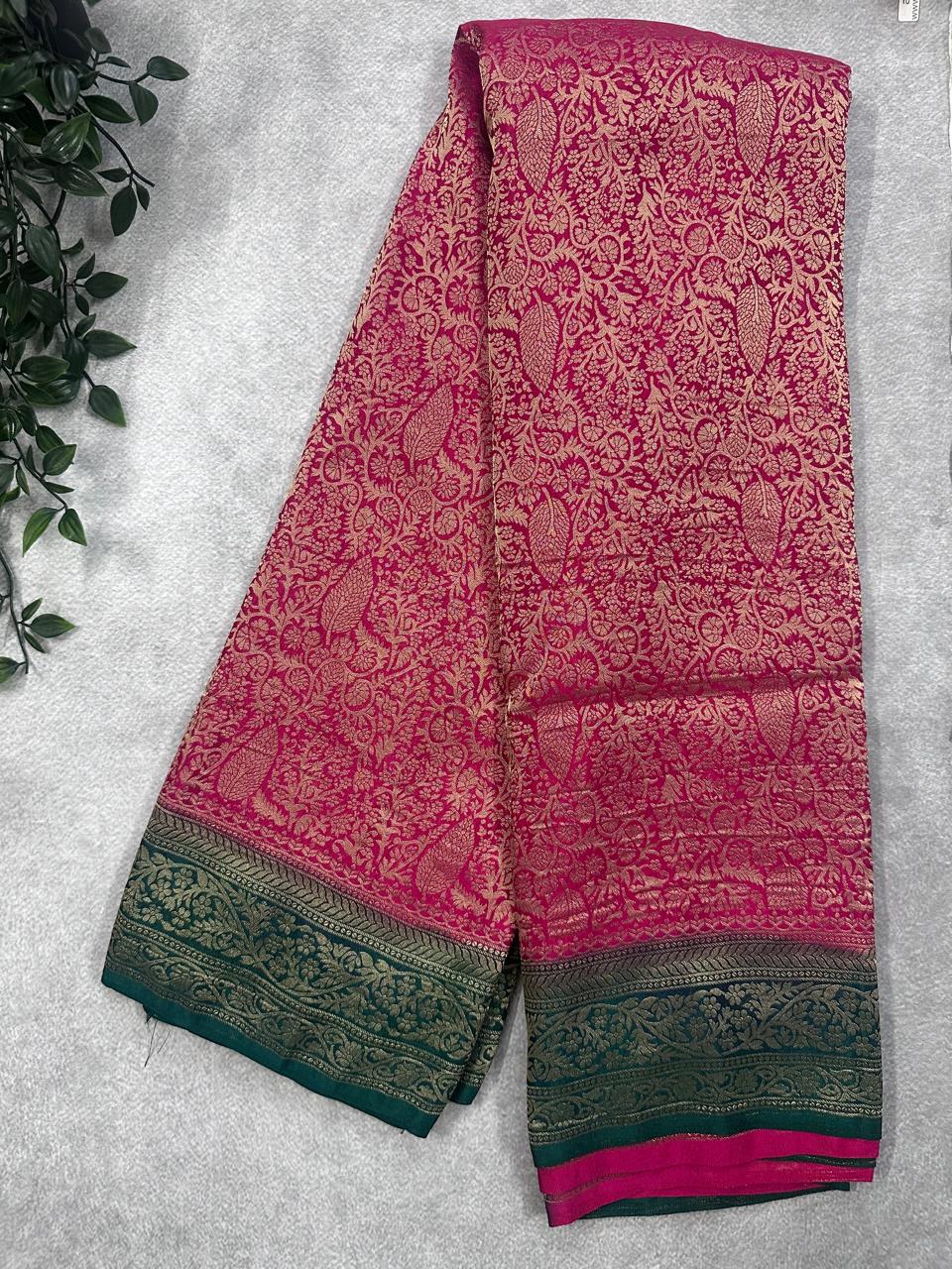 Rani Pink Brocade Semi Georgette Saree 107 (Copy)