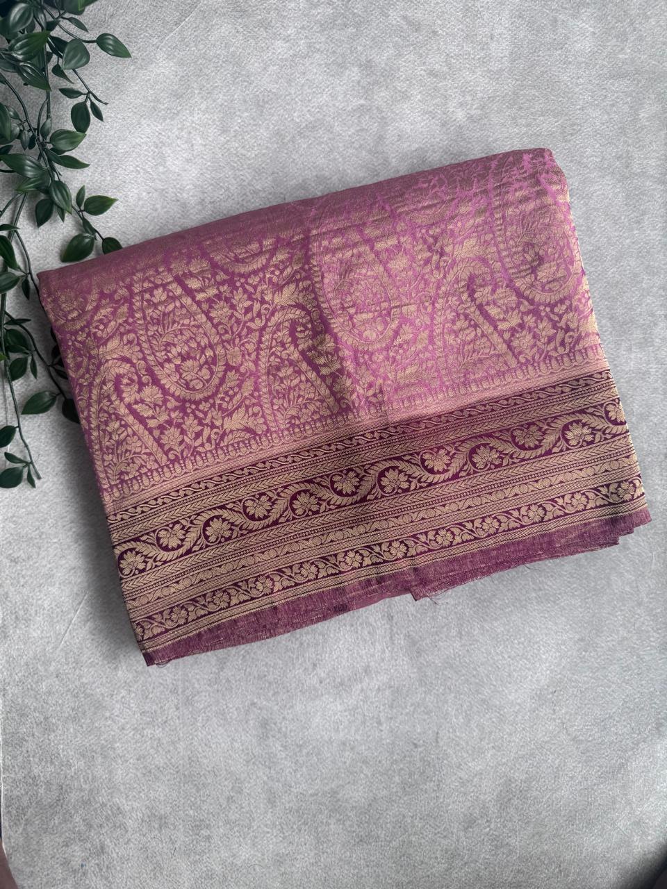 Mauve Brocade Semi Georgette Saree 107