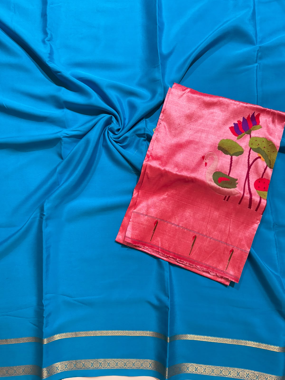 Blue Pure Mysore Silk Saree n Paithani Blouse CSG (Swara)