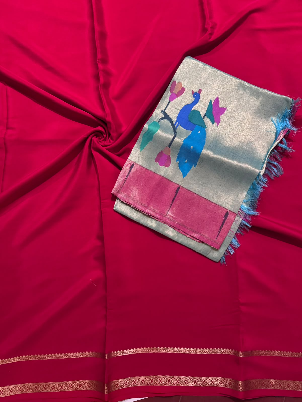Pink Pure Mysore Silk Saree n Paithani Blouse CSG (Swara)