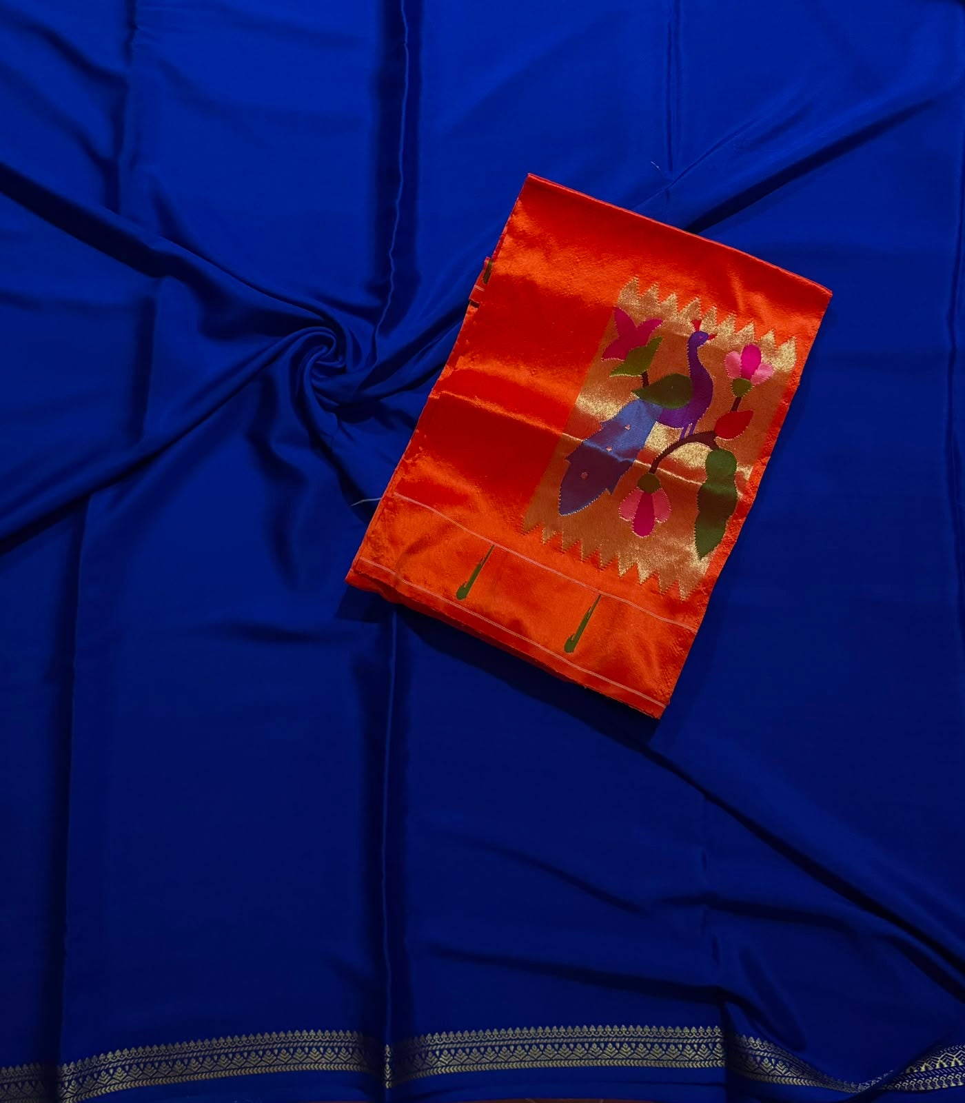 Royal Blue Pure Mysore Silk Saree n Paithani Blouse CSG (Swara)