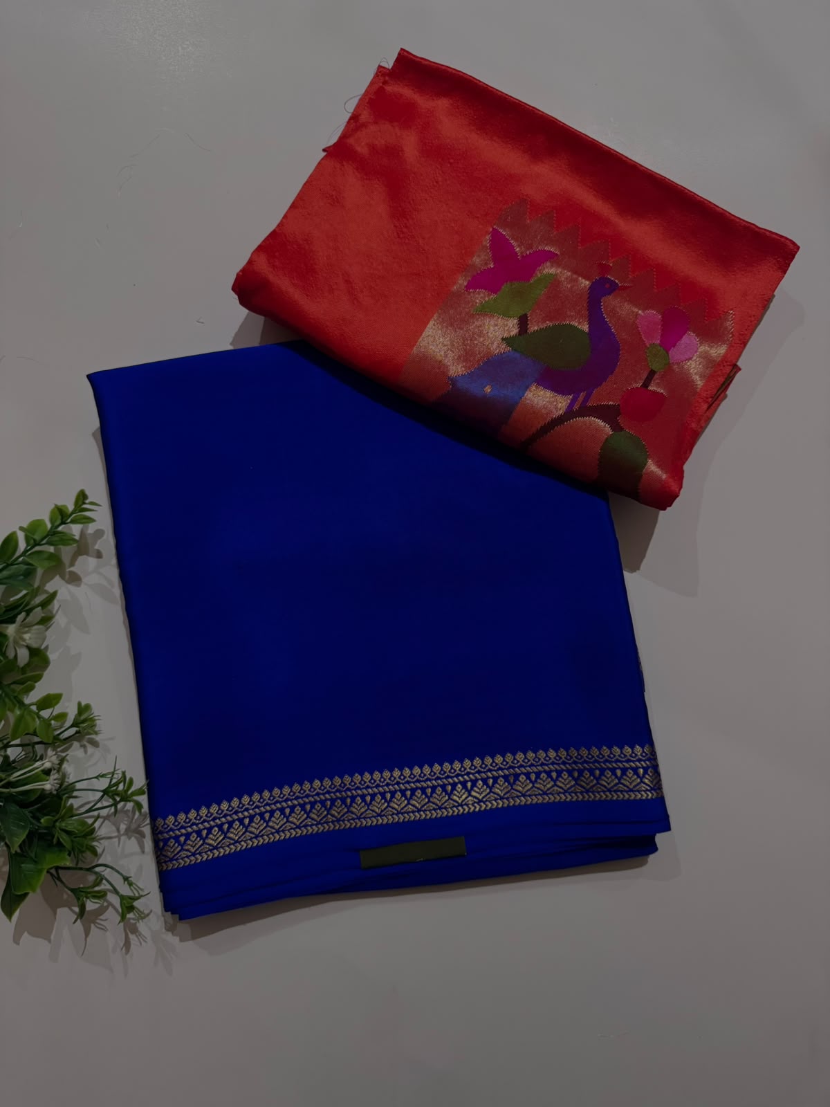 Royal Blue Pure Mysore Silk Saree n Paithani Blouse CSG (Swara)