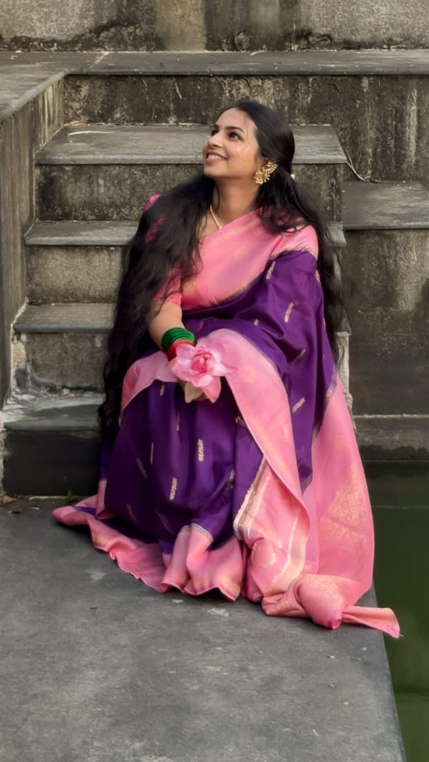 Purple Semi Mysore Silk Saree Gouri107