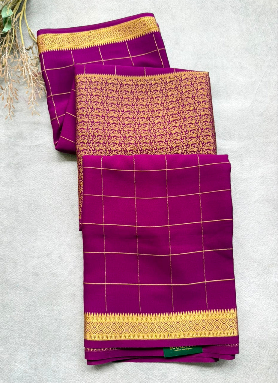 Purple brocade Pure Mysore Silk Saree BMS107