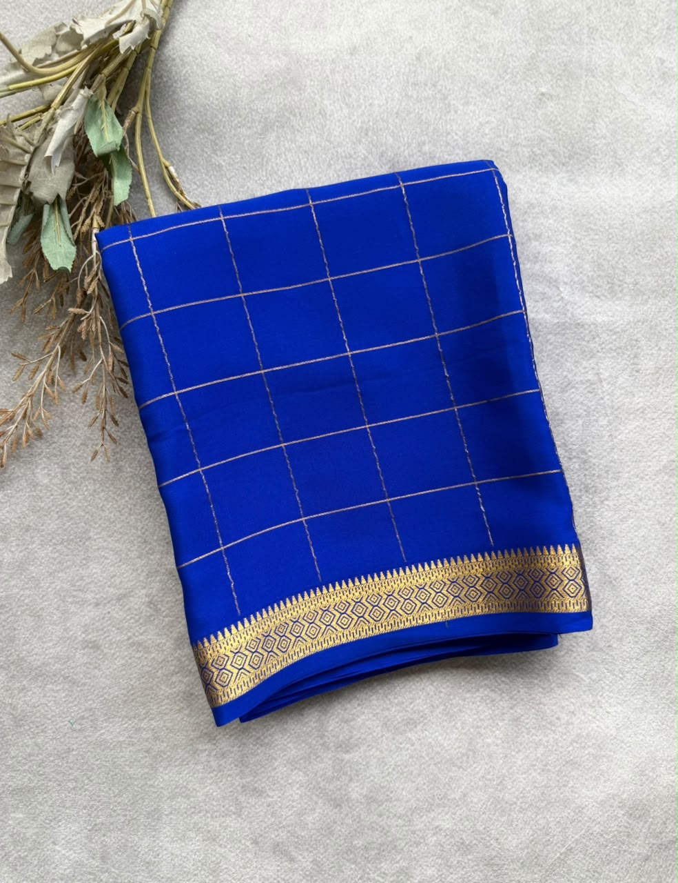 Blue brocade Pure Mysore Silk Saree BMS107