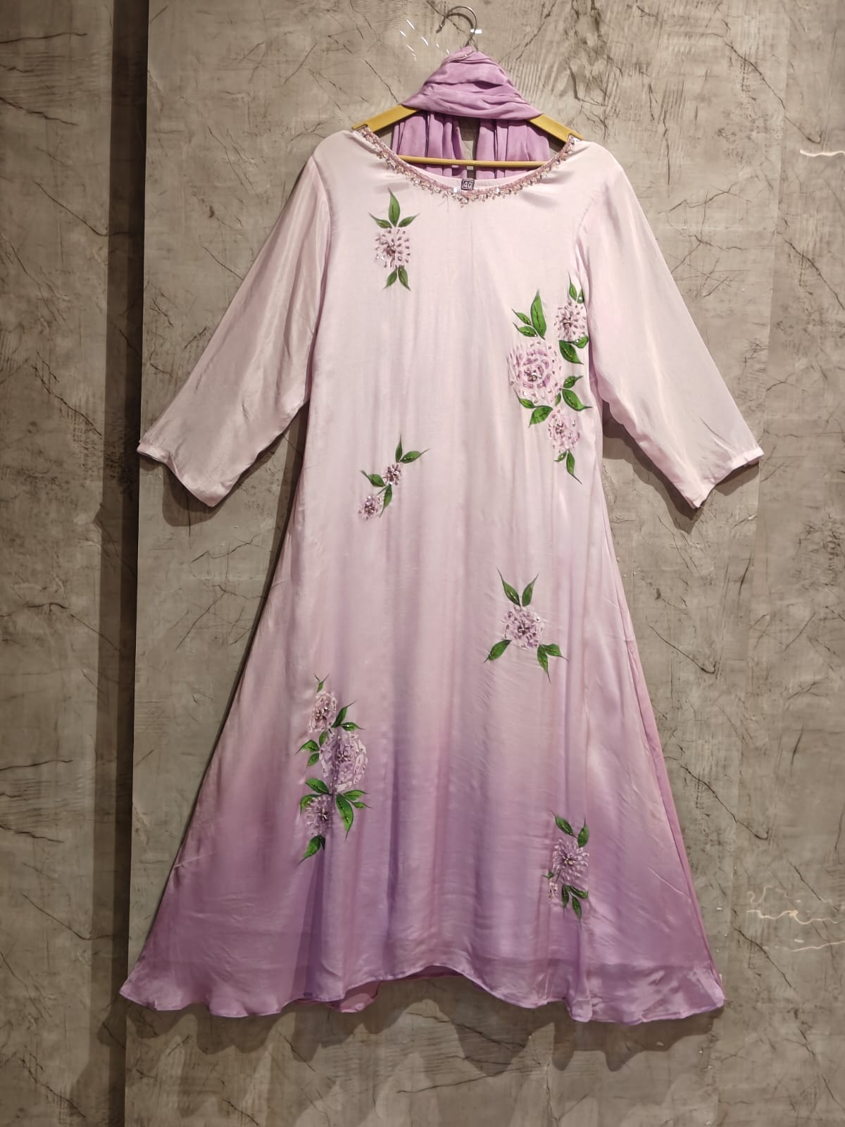 Lavender Hand Painted Airline Kurtha 765