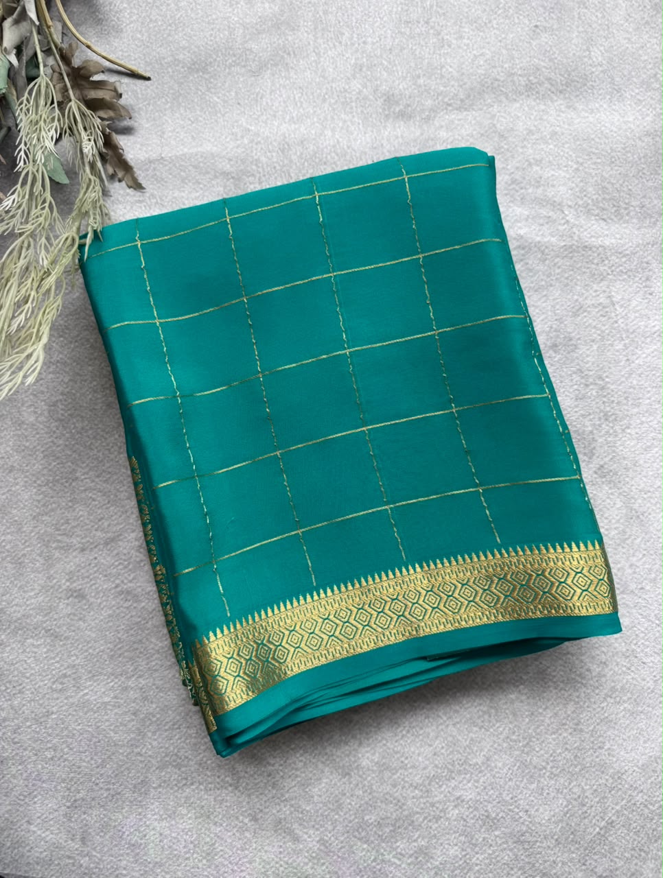 Rama green brocade Pure Mysore Silk Saree BMS107