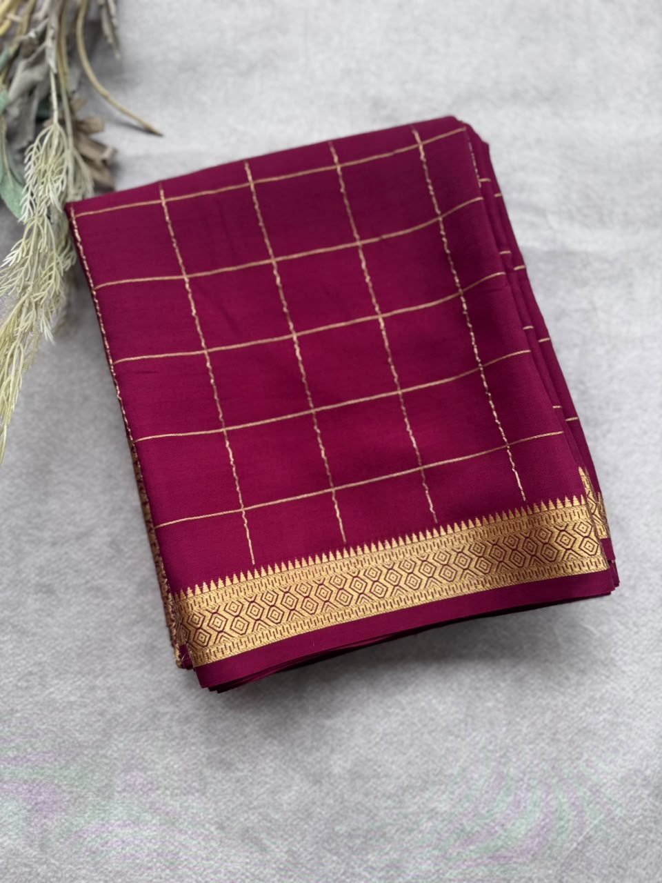 Maroon brocade Pure Mysore Silk Saree BMS107