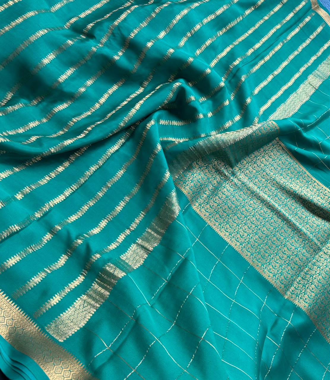 Rama green brocade Pure Mysore Silk Saree BMS107