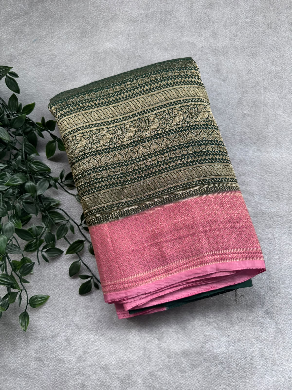Green Brocade Semi Georgette Saree 107