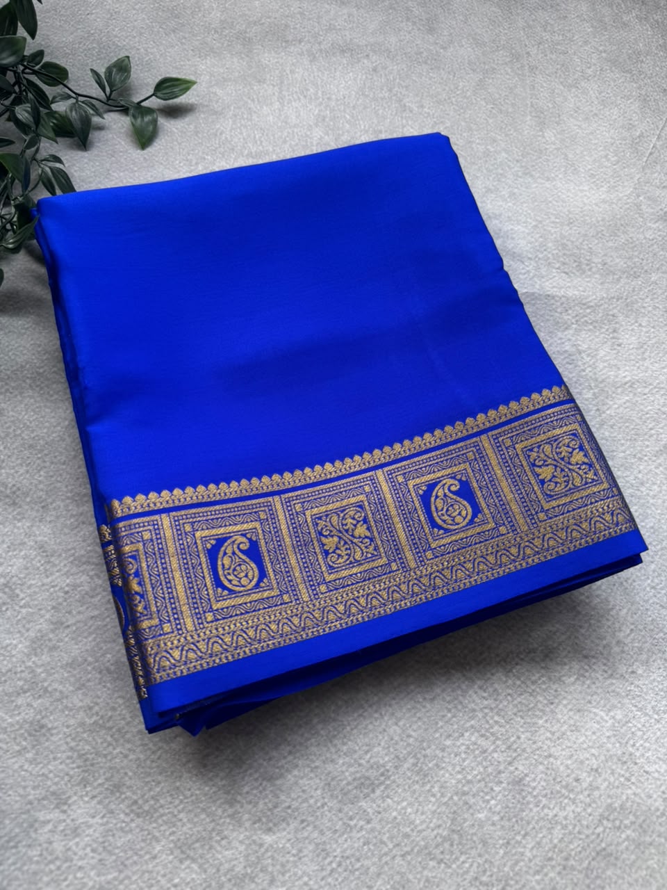Royal Blue Pure Mysore Crepe Silk Saree PMBS107