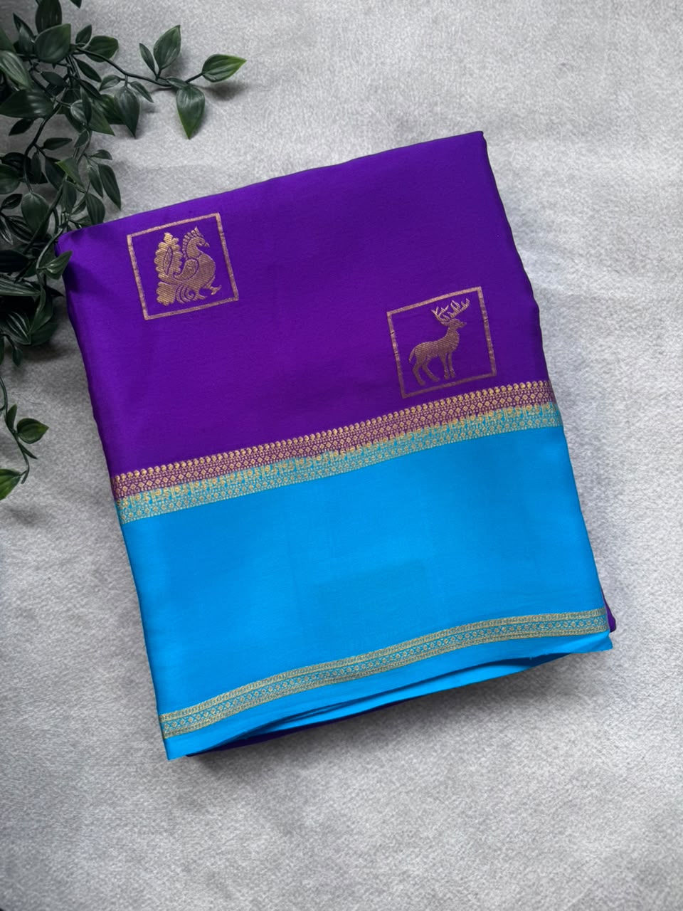 Purple Butta Pure Mysore Crepe Silk Saree BPMS107
