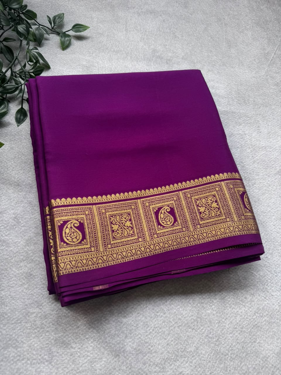 Magenta Pure Mysore Crepe Silk Saree PMBS107