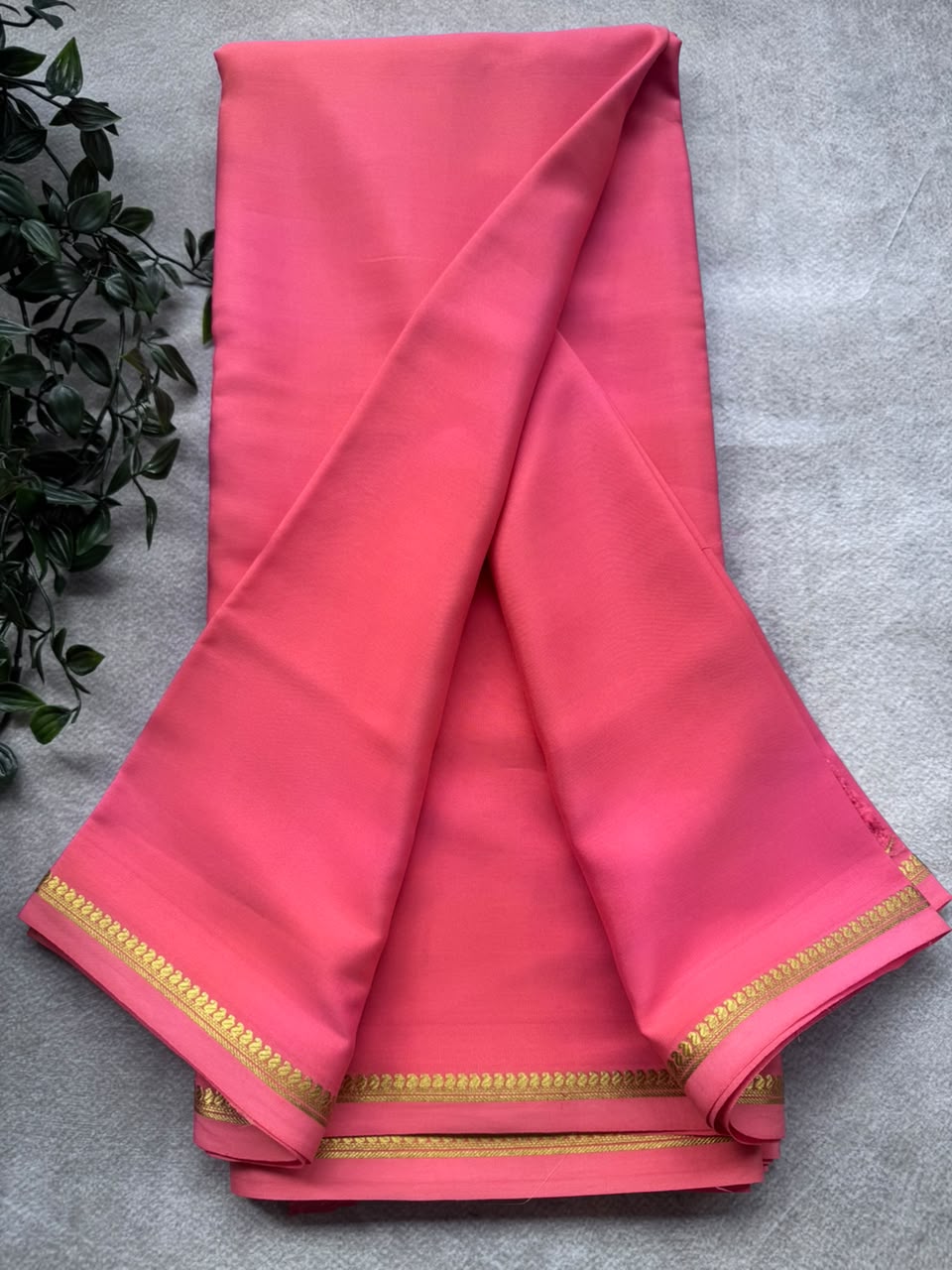 Coral Pure Mysore Crepe Silk Saree PMSS107