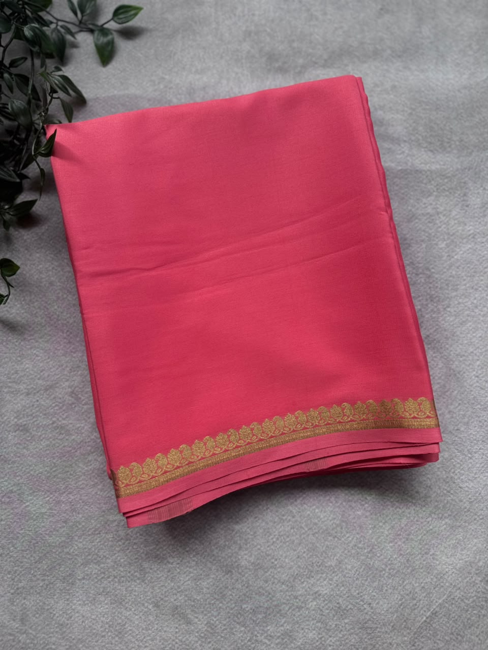 Coral Pure Mysore Crepe Silk Saree PMSS107
