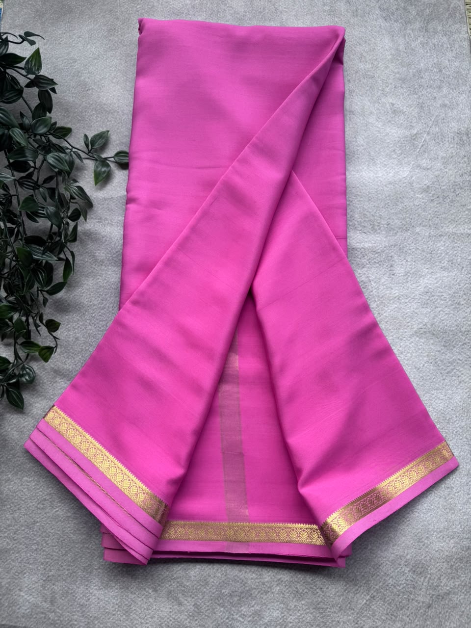 Baby Pink Pure Mysore Crepe Silk Saree PMSS107