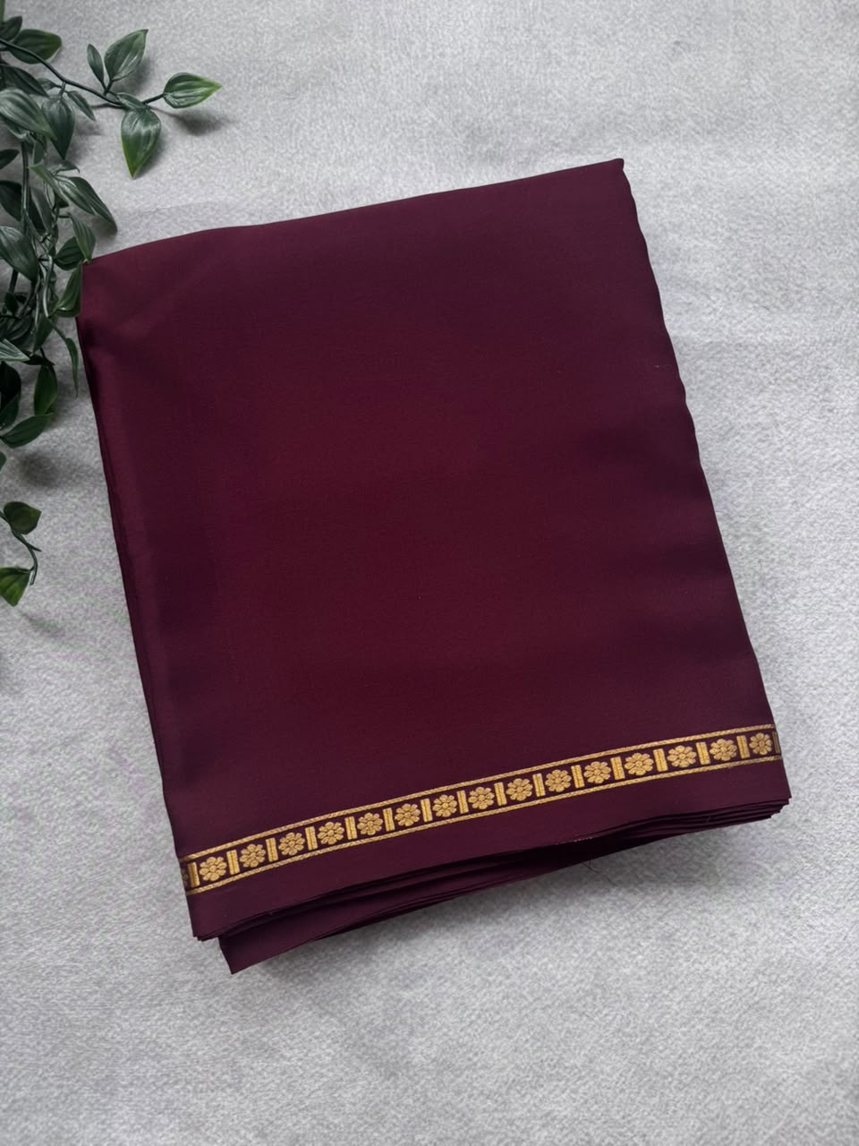 Brown Pure Mysore Crepe Silk Saree PMSS107
