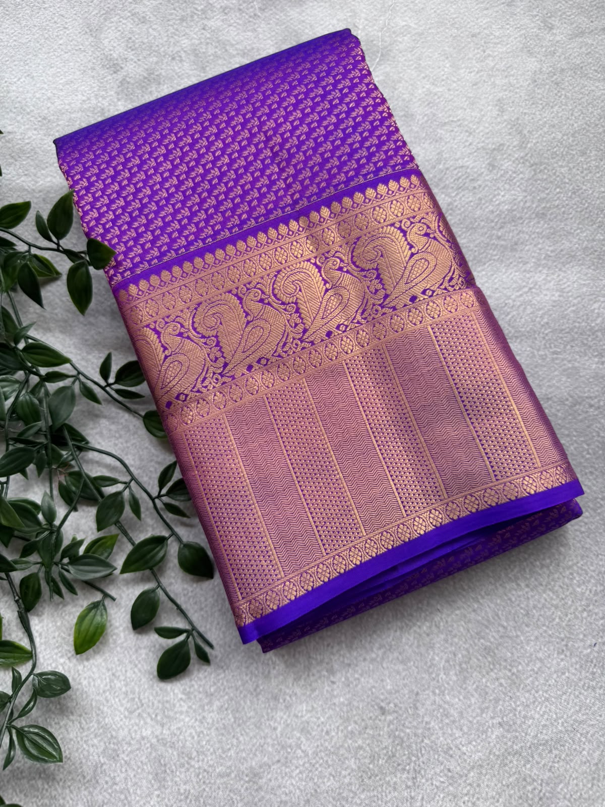 Purple Pure Kanchi Silk Saree (Weaving Mistake)