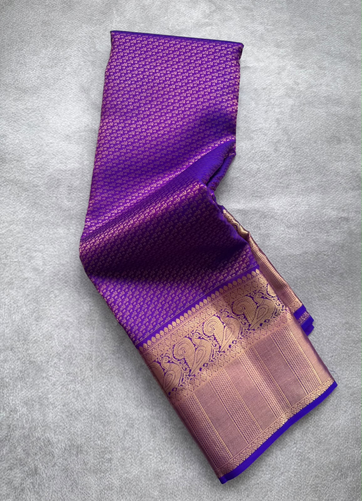 Purple Pure Kanchi Silk Saree (Weaving Mistake)