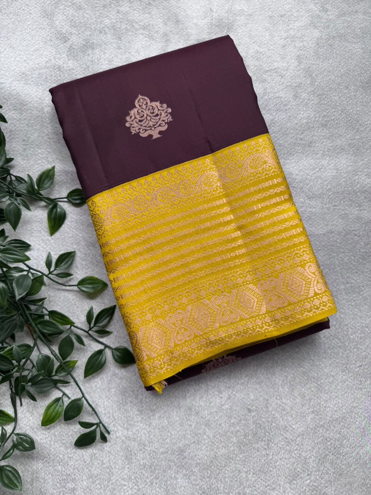 Brown Pure Kanchi Silk Saree (Weaving Mistake)