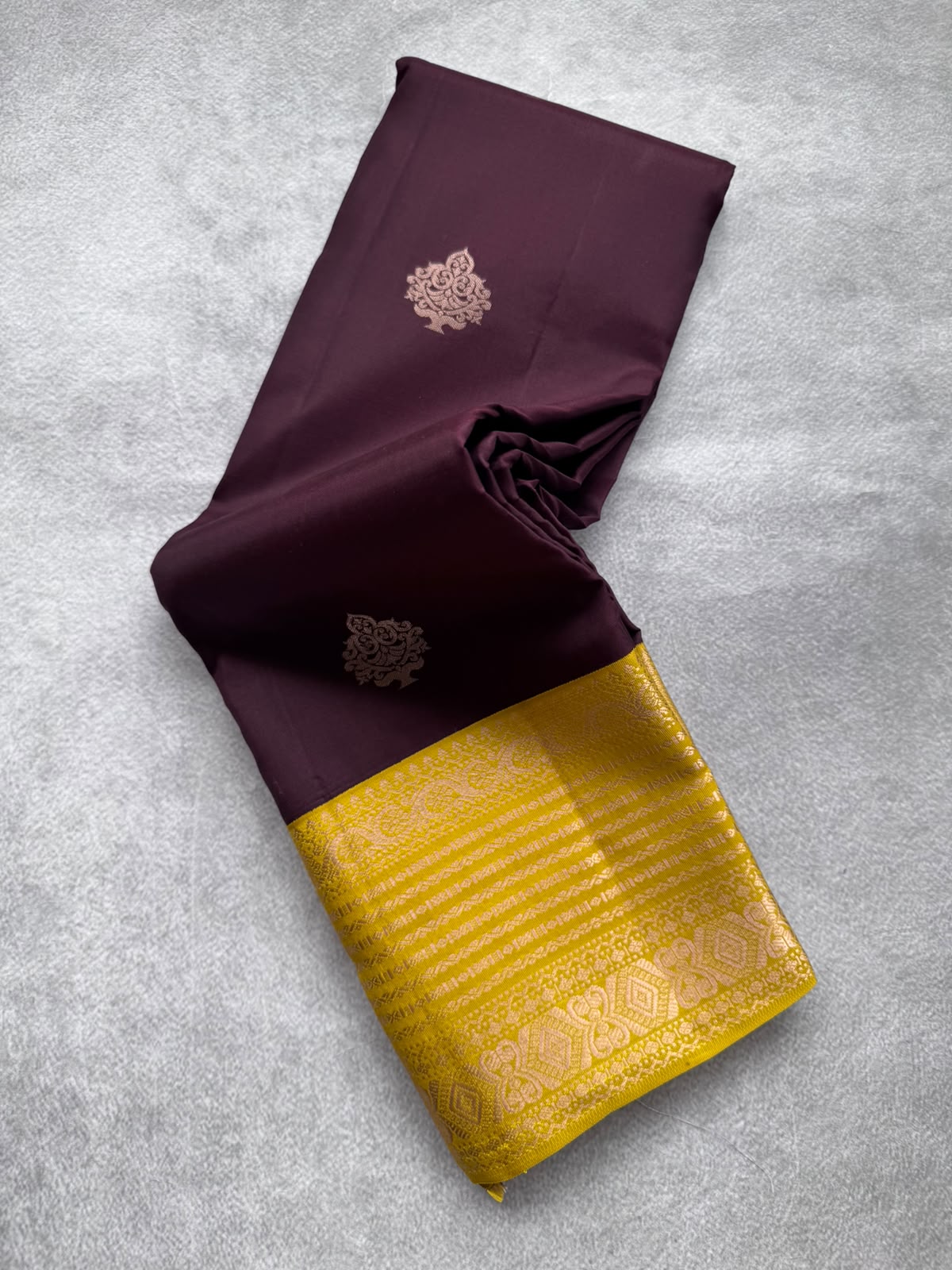 Brown Pure Kanchi Silk Saree (Weaving Mistake)