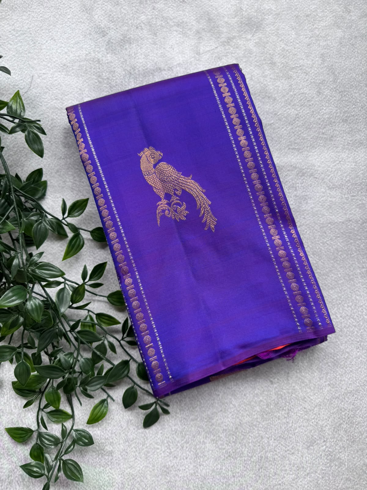 Purple Pure Kanchi Silk Saree (Weaving Mistake)