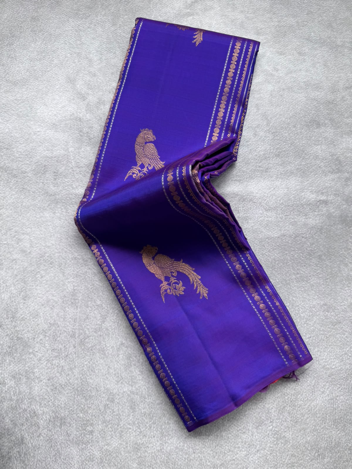 Purple Pure Kanchi Silk Saree (Weaving Mistake)